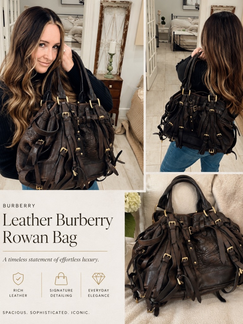 Burberry Dark Brown Leather Shoulder Bag with Gold Hardware - Picture 2 of 16